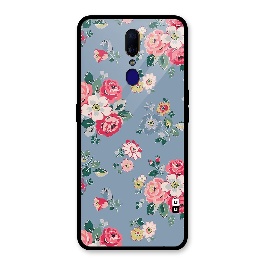 Vintage Flower Pattern Glass Back Case for Oppo F11