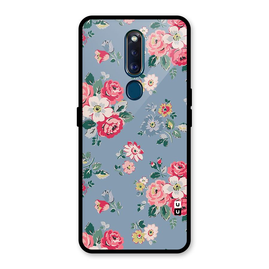 Vintage Flower Pattern Glass Back Case for Oppo F11 Pro