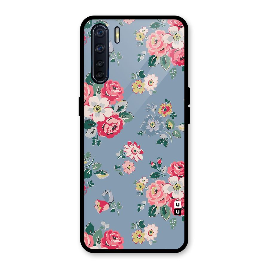 Vintage Flower Pattern Glass Back Case for Oppo F15