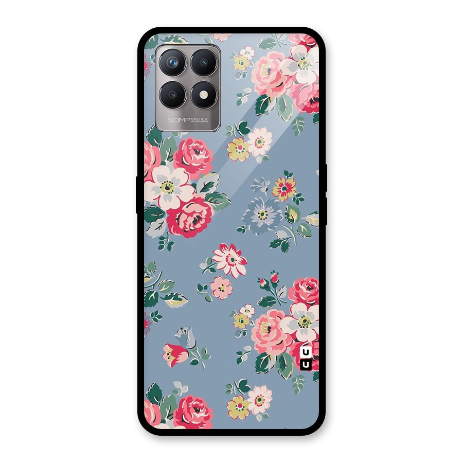 Vintage Flower Pattern Glass Back Case for Realme 8i
