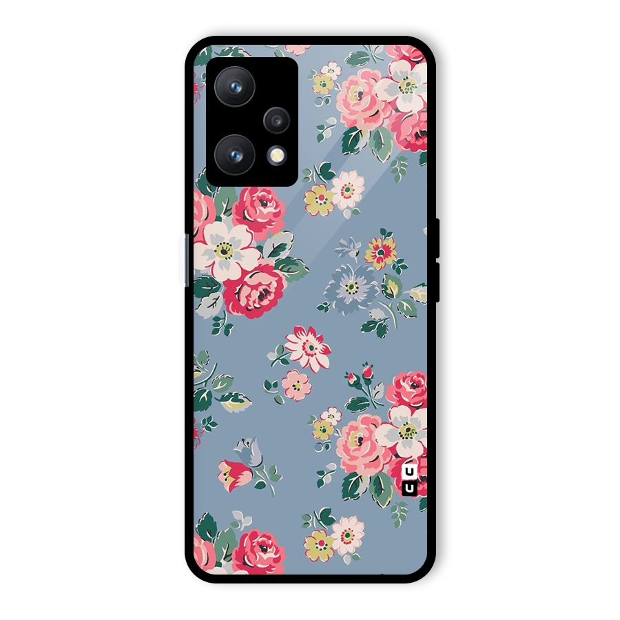 Vintage Flower Pattern Glass Back Case for Realme 9 Pro 5G