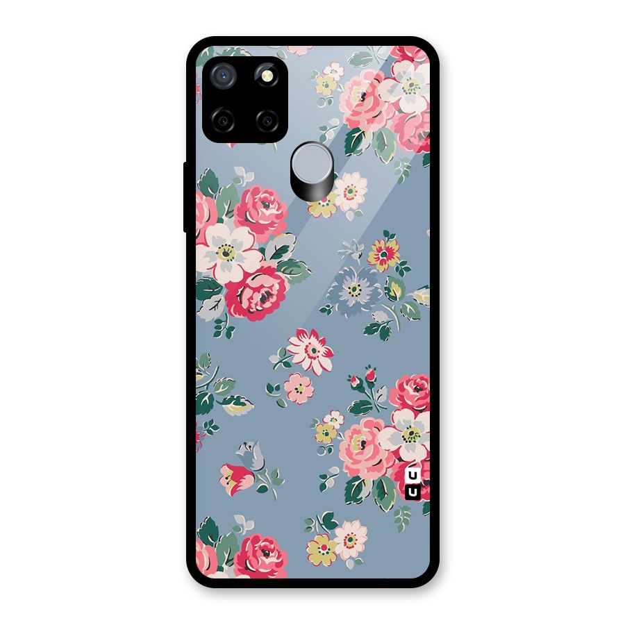 Vintage Flower Pattern Glass Back Case for Realme C12