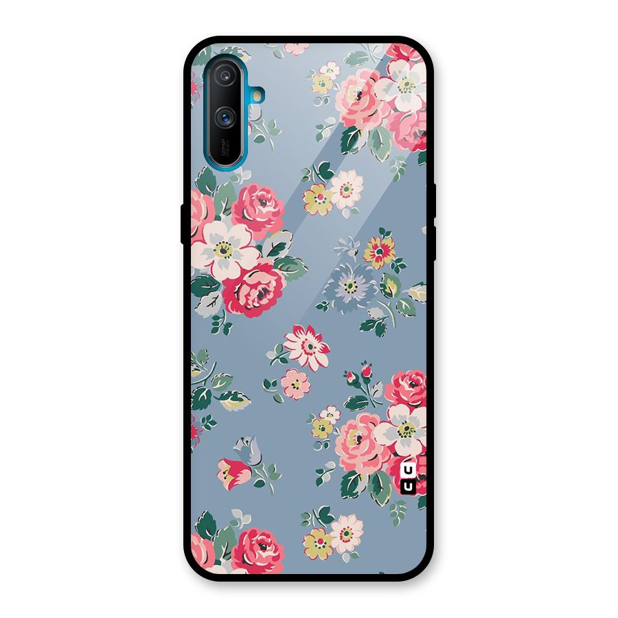 Vintage Flower Pattern Glass Back Case for Realme C3