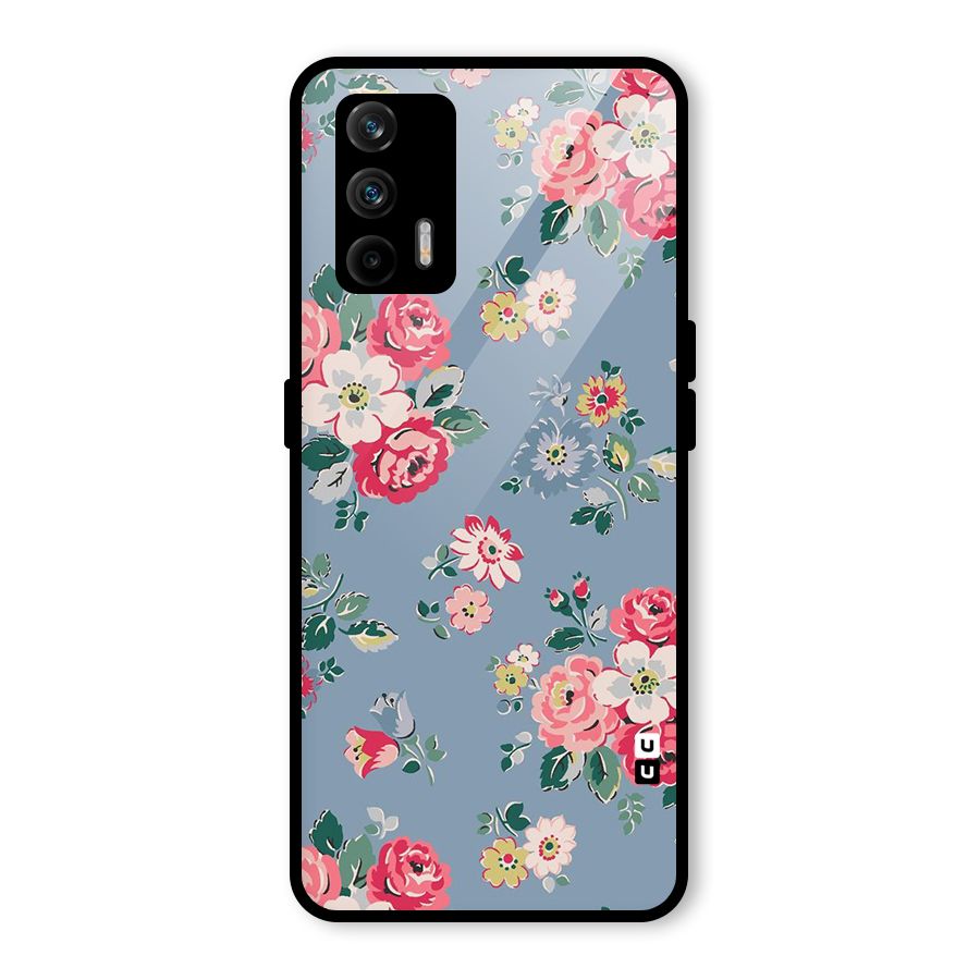 Vintage Flower Pattern Glass Back Case for Realme GT 5G