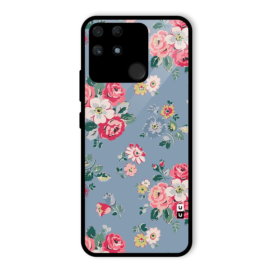 Vintage Flower Pattern Glass Back Case for Realme Narzo 50A