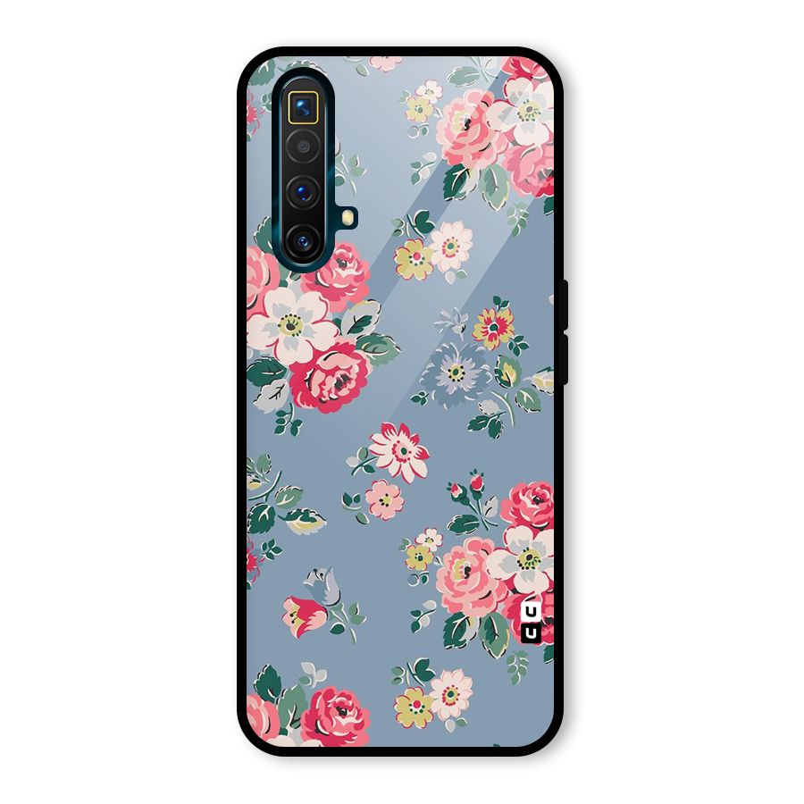 Vintage Flower Pattern Glass Back Case for Realme X3 SuperZoom