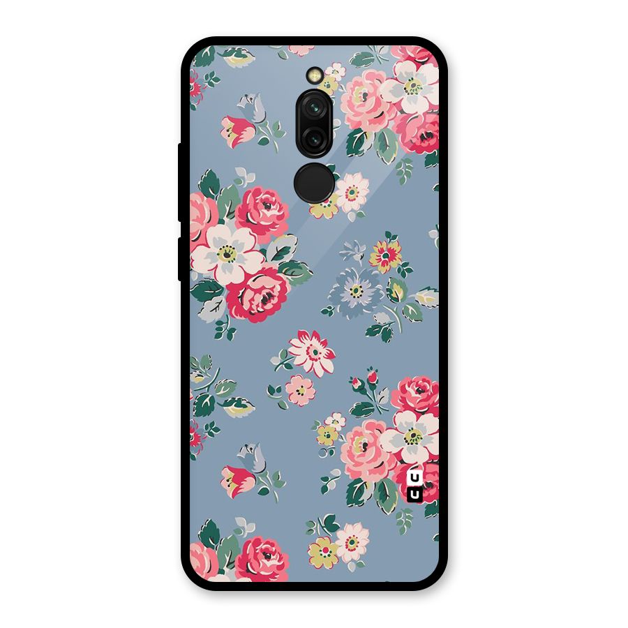Vintage Flower Pattern Glass Back Case for Redmi 8
