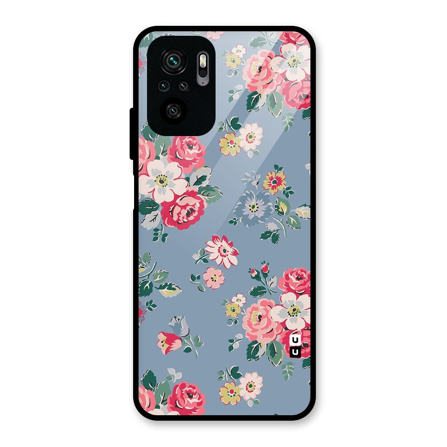 Vintage Flower Pattern Glass Back Case for Redmi Note 10S
