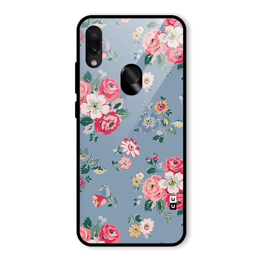 Vintage Flower Pattern Glass Back Case for Redmi Note 7 Pro