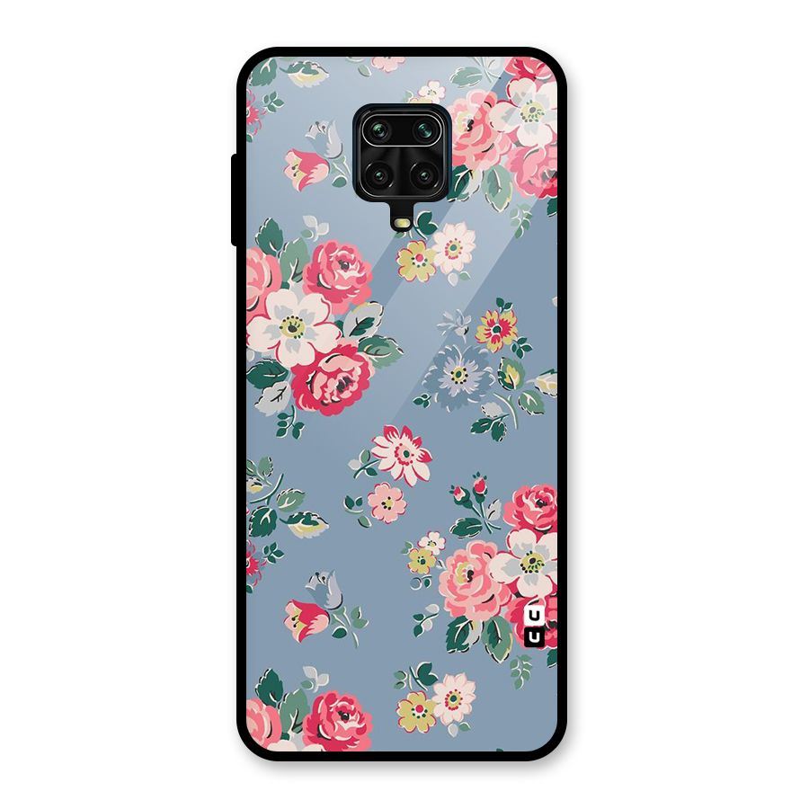 Vintage Flower Pattern Glass Back Case for Redmi Note 9 Pro Max