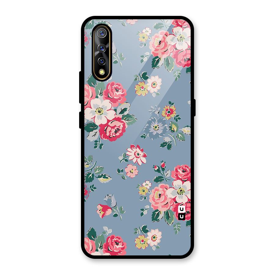 Vintage Flower Pattern Glass Back Case for Vivo S1