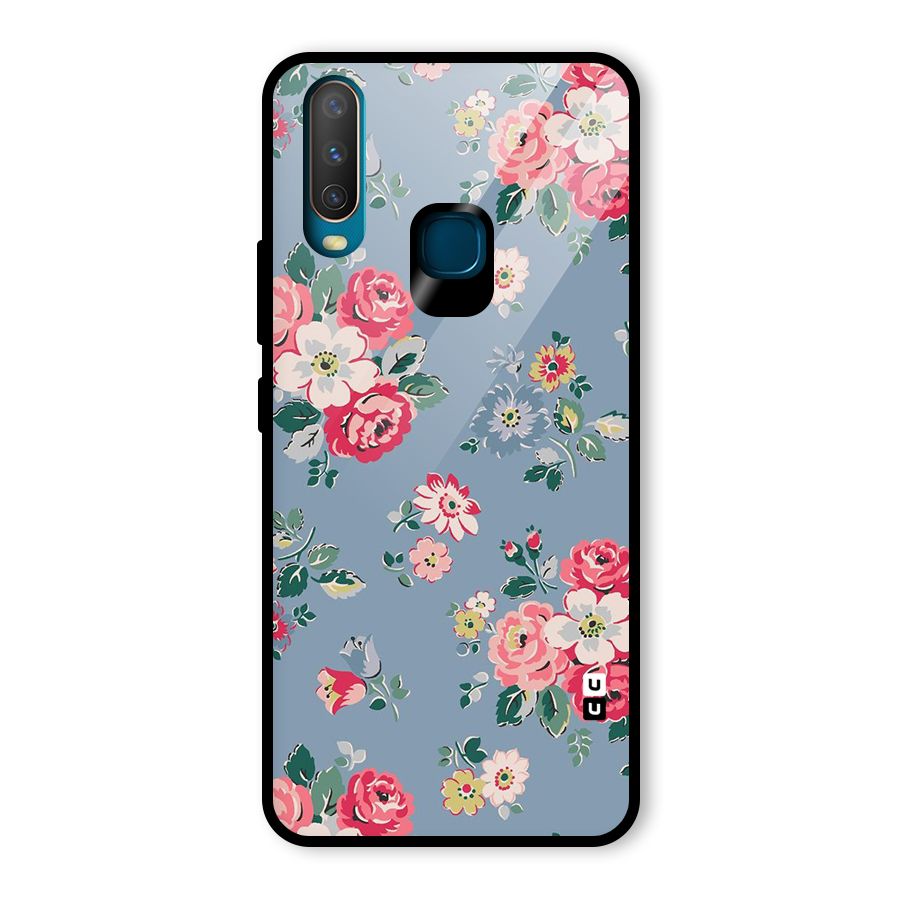 Vintage Flower Pattern Glass Back Case for Vivo U10