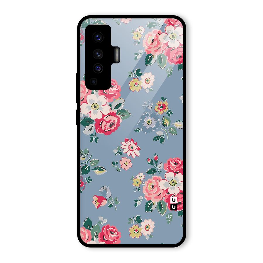 Vintage Flower Pattern Glass Back Case for Vivo X50