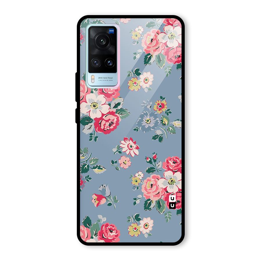 Vintage Flower Pattern Glass Back Case for Vivo X60