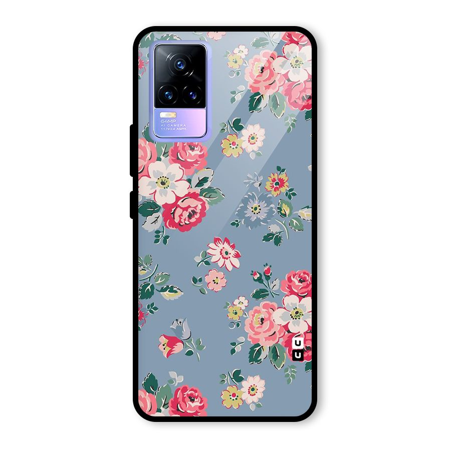 Vintage Flower Pattern Glass Back Case for Vivo Y73