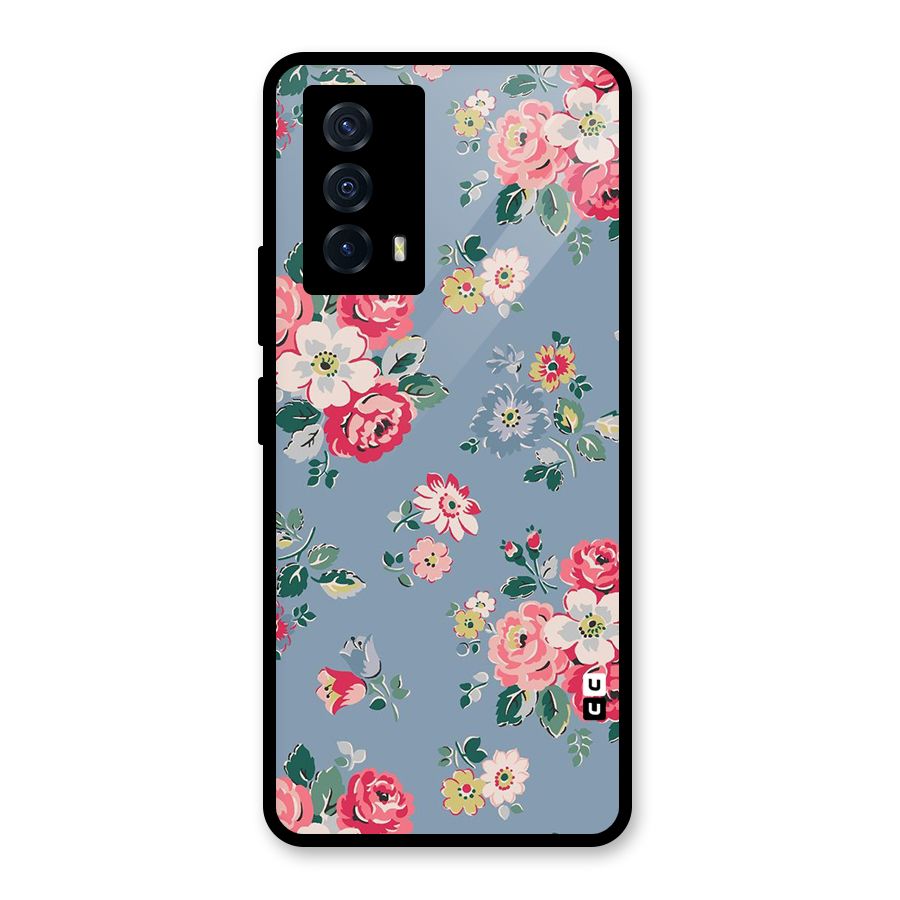 Vintage Flower Pattern Glass Back Case for Vivo iQOO Z5