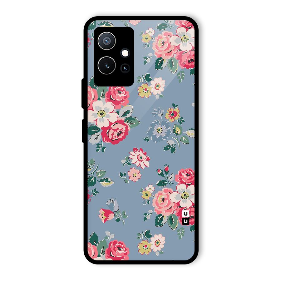Vintage Flower Pattern Glass Back Case for Vivo iQOO Z6