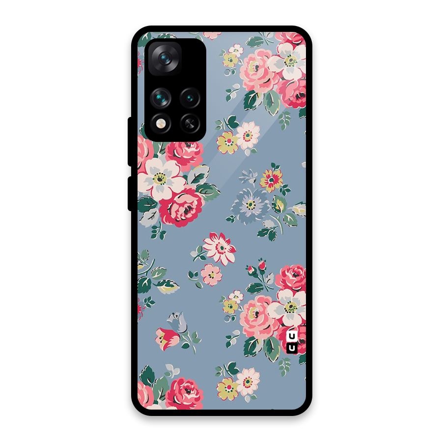 Vintage Flower Pattern Glass Back Case for Xiaomi 11i HyperCharge 5G