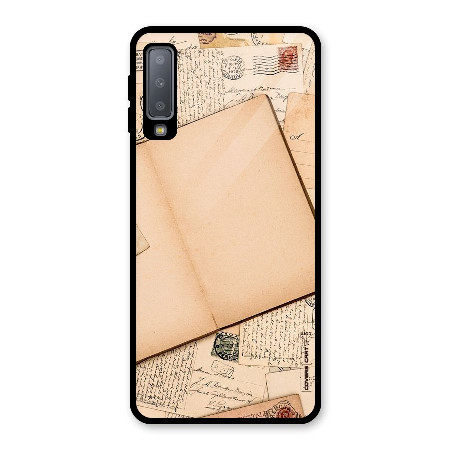 Vintage Journal Glass Back Case for Galaxy A7 (2018)