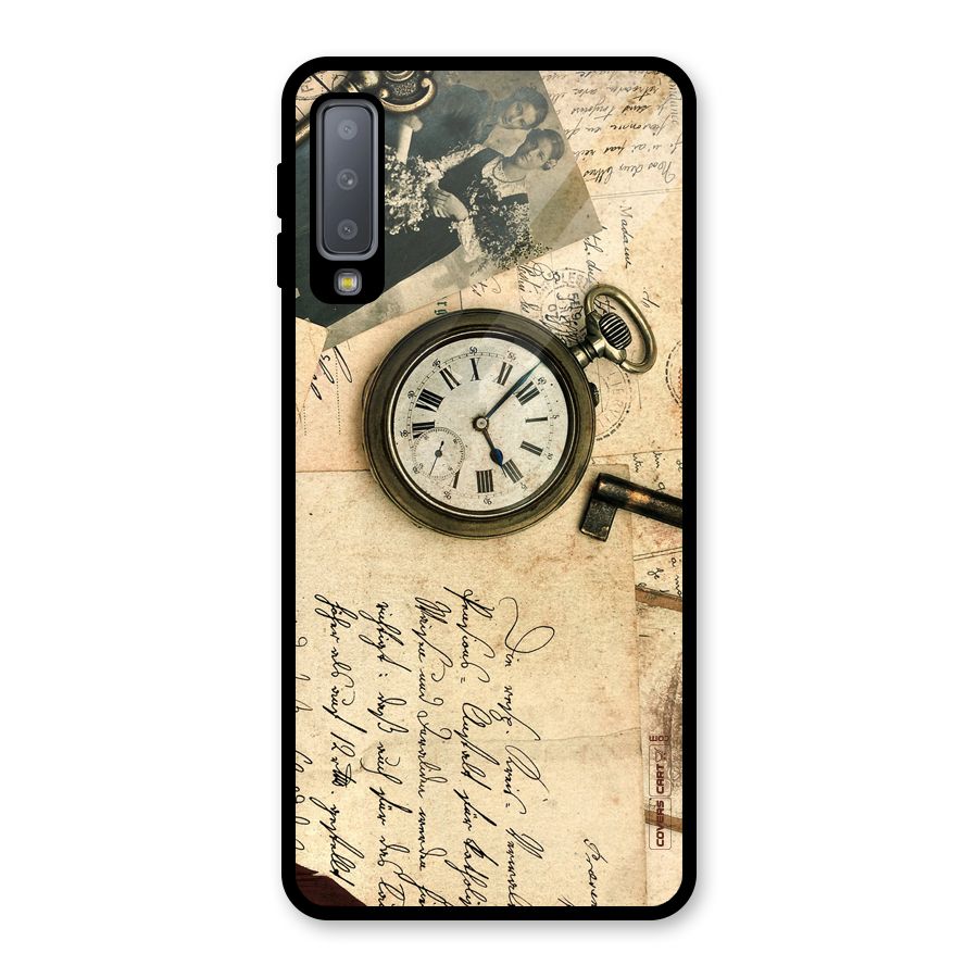 Vintage Key And Compass Glass Back Case for Galaxy A7 (2018)