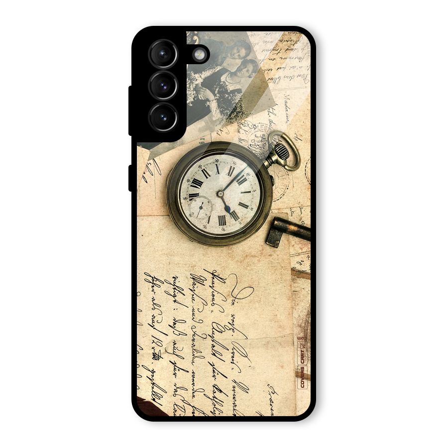 Vintage Key And Compass Glass Back Case for Galaxy S21 Plus