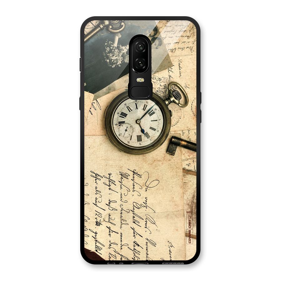 Vintage Key And Compass Glass Back Case for OnePlus 6