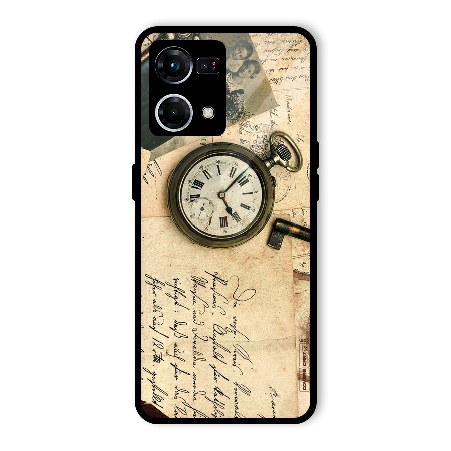 Vintage Key And Compass Glass Back Case for Oppo F21 Pro 5G