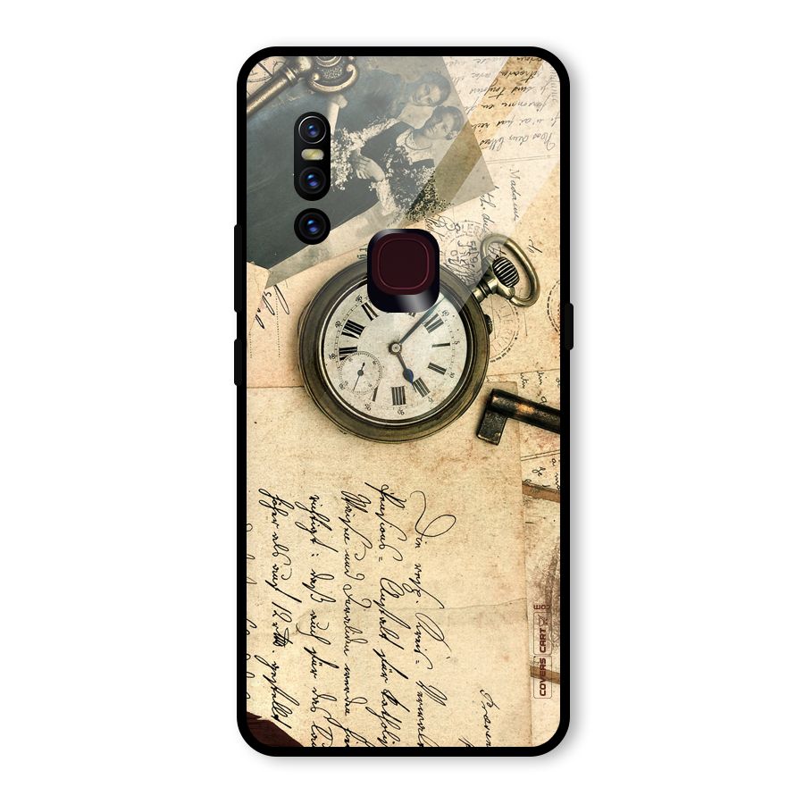 Vintage Key And Compass Glass Back Case for Vivo V15