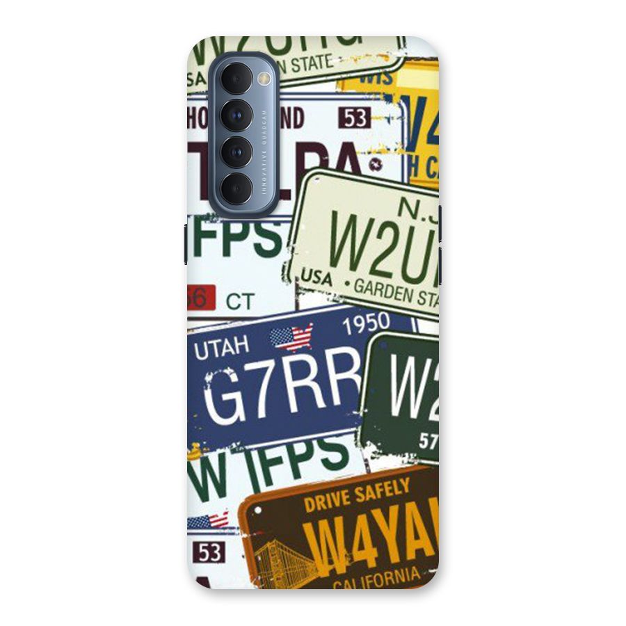 Vintage License Plates Back Case for Reno4 Pro