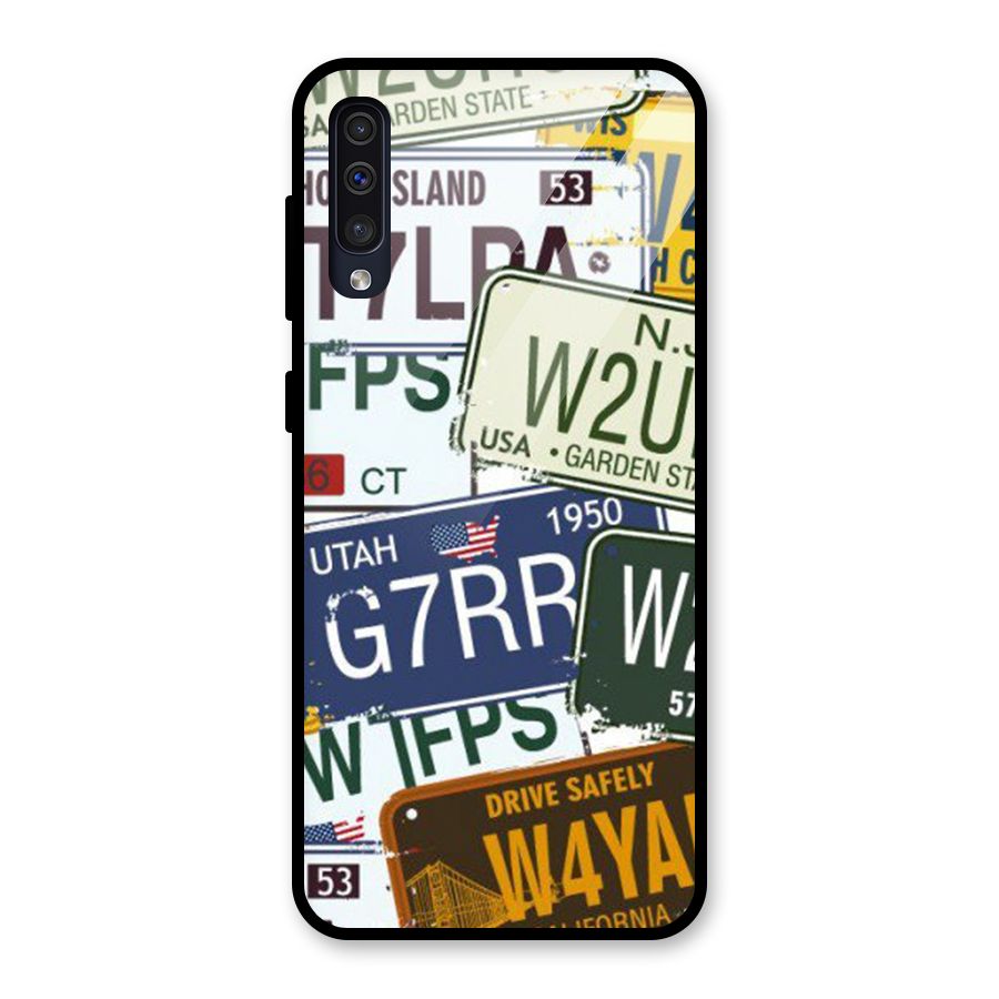 Vintage License Plates Glass Back Case for Galaxy A30s