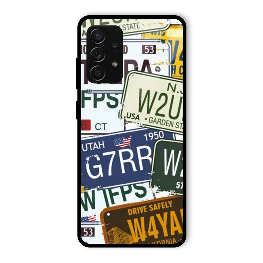 Vintage License Plates Glass Back Case for Galaxy A53 5G