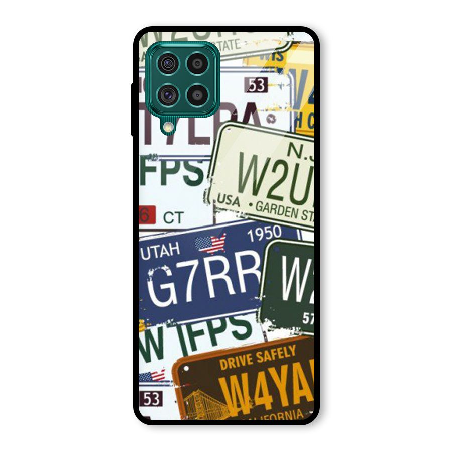 Vintage License Plates Glass Back Case for Galaxy F62
