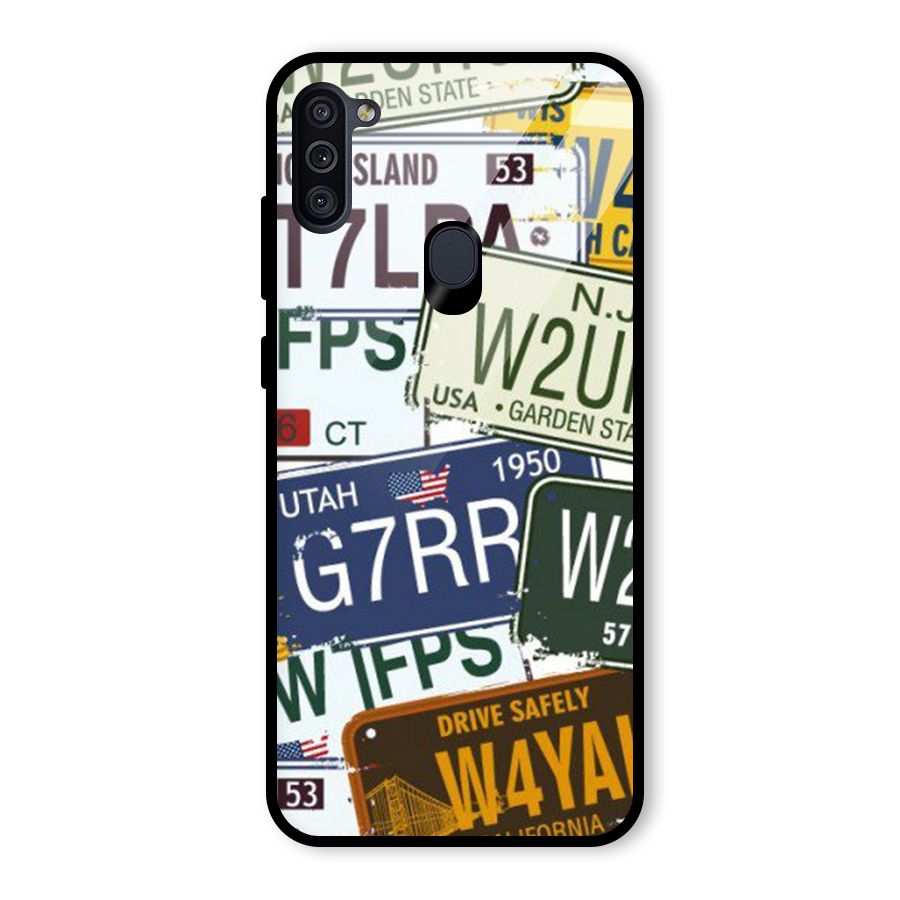 Vintage License Plates Glass Back Case for Galaxy M11