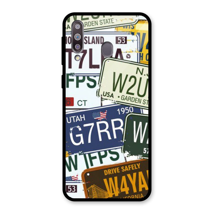 Vintage License Plates Glass Back Case for Galaxy M30