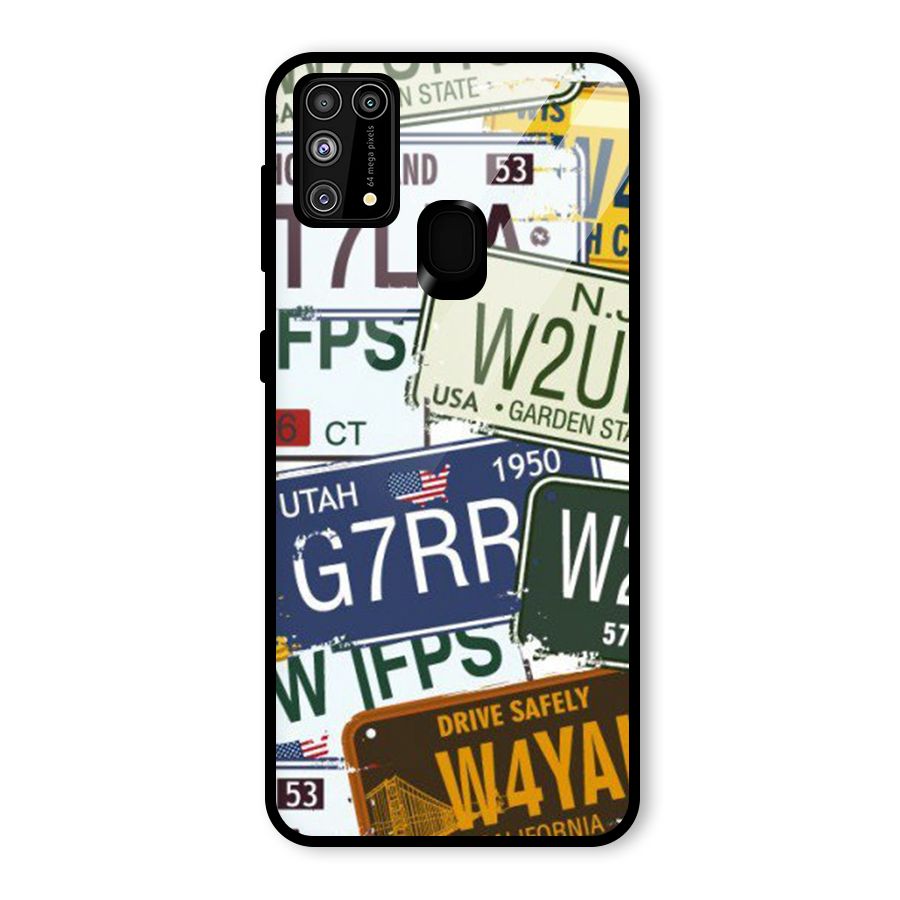Vintage License Plates Glass Back Case for Galaxy M31