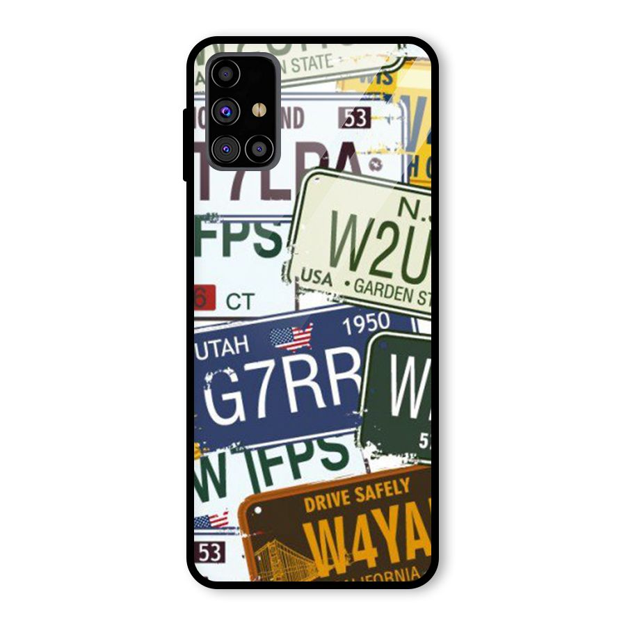 Vintage License Plates Glass Back Case for Galaxy M31s