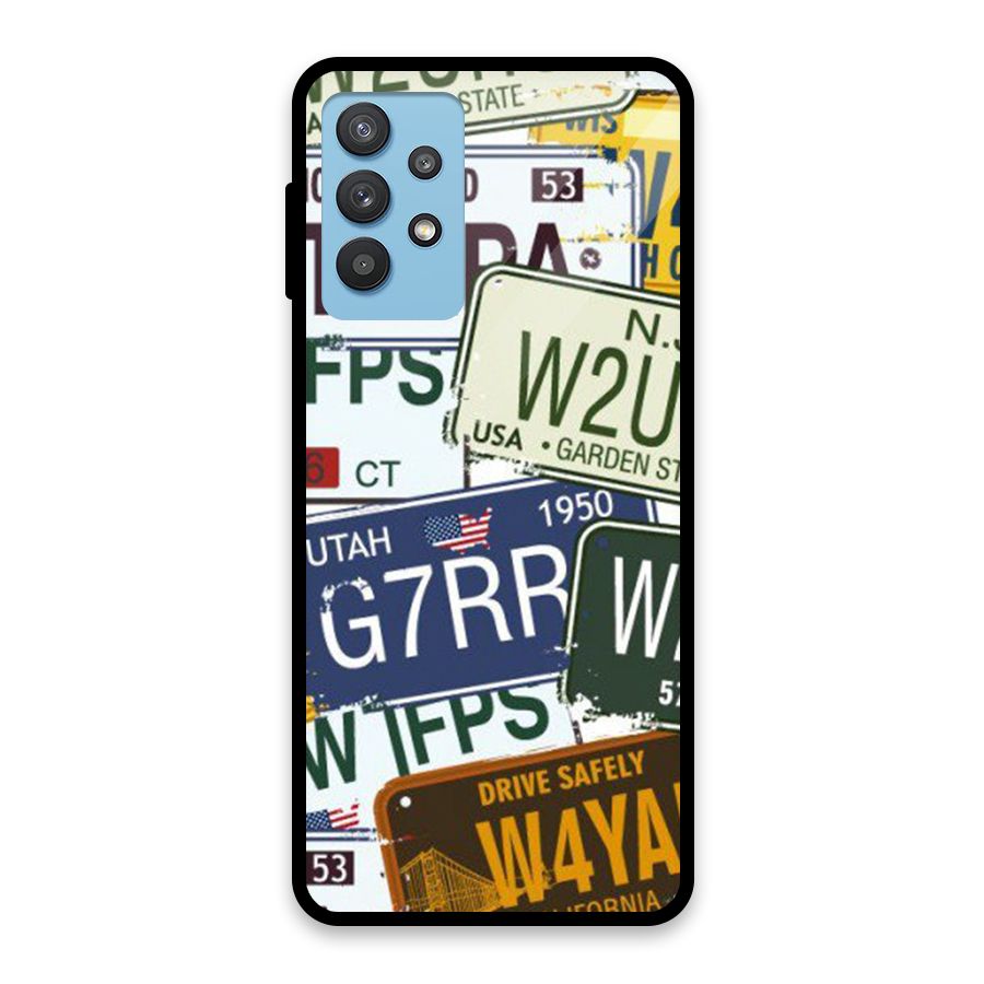 Vintage License Plates Glass Back Case for Galaxy M32 5G
