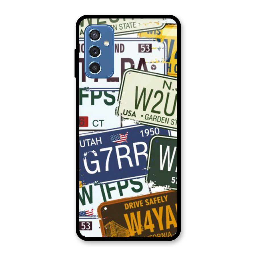 Vintage License Plates Glass Back Case for Galaxy M52 5G