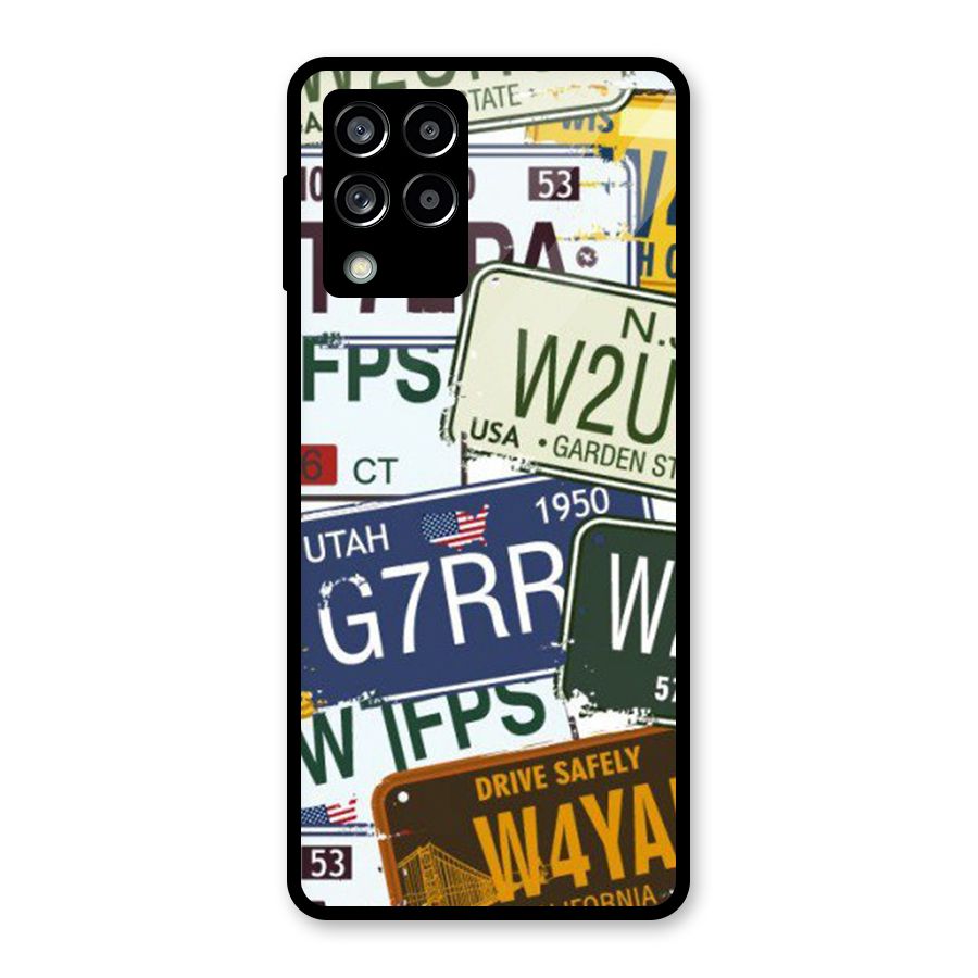 Vintage License Plates Glass Back Case for Galaxy M53 5G