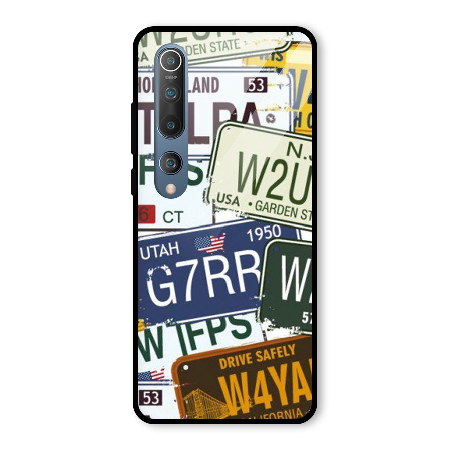 Vintage License Plates Glass Back Case for Mi 10