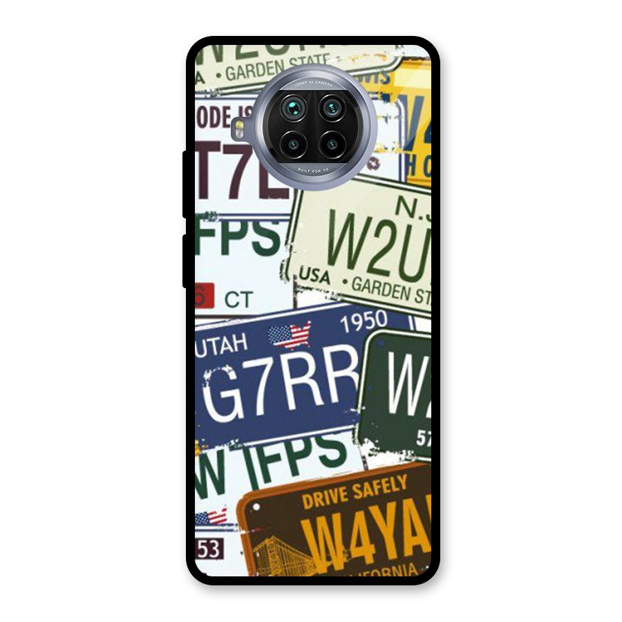 Vintage License Plates Glass Back Case for Mi 10i