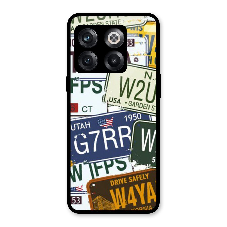 Vintage License Plates Glass Back Case for OnePlus 10T