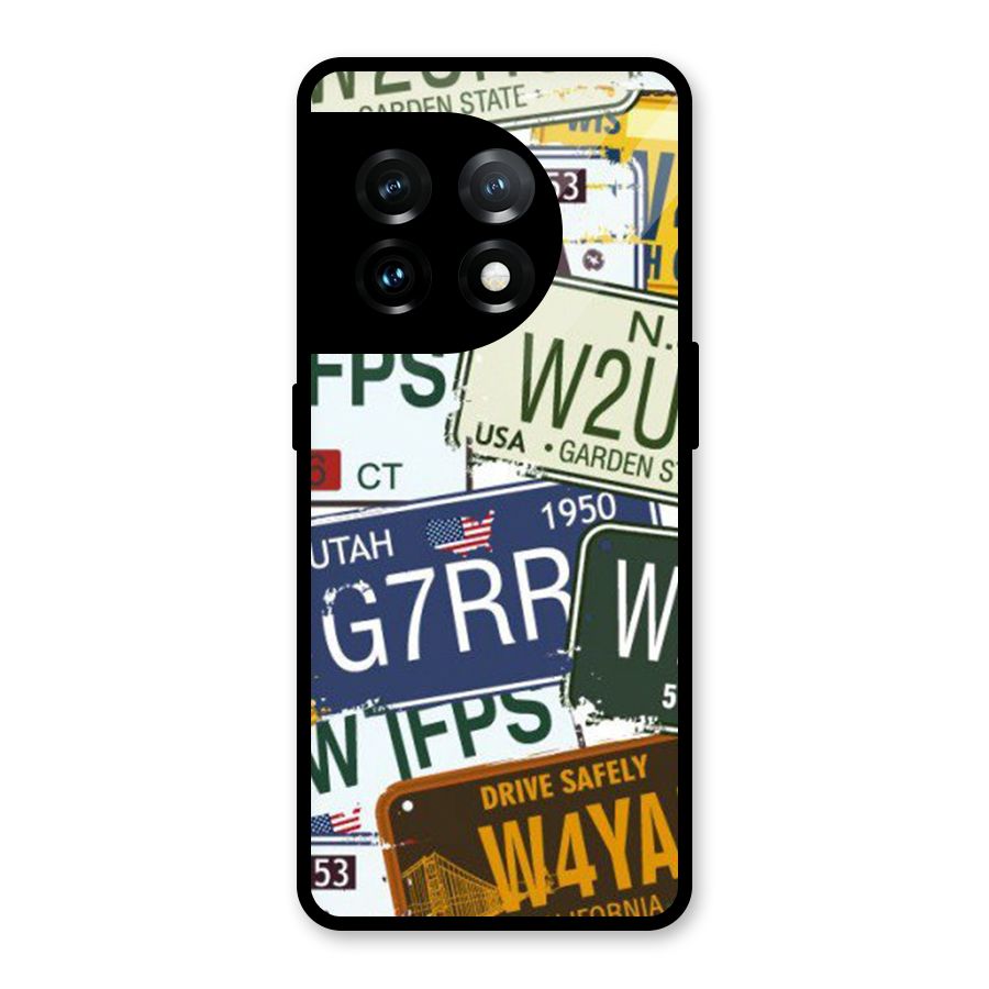 Vintage License Plates Glass Back Case for OnePlus 11