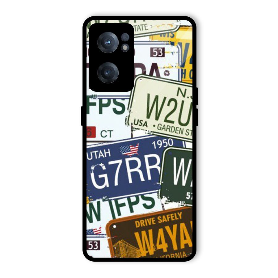 Vintage License Plates Glass Back Case for OnePlus Nord CE 2 5G