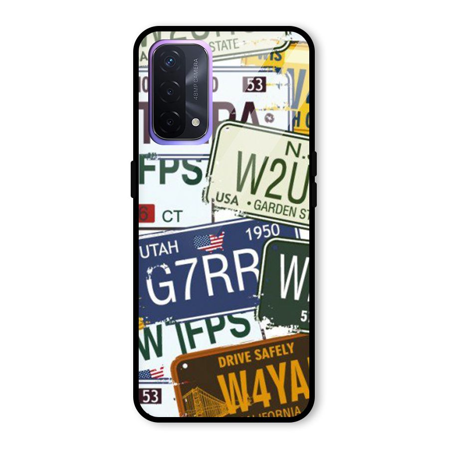 Vintage License Plates Glass Back Case for Oppo A74 5G