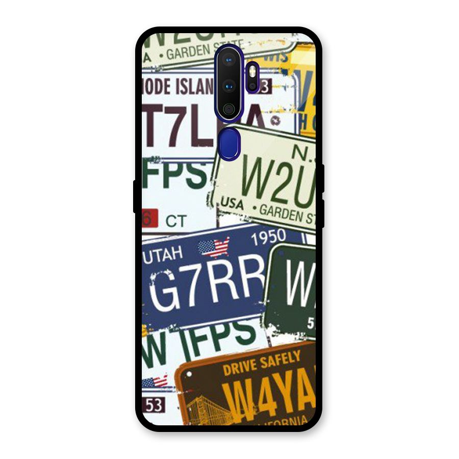 Vintage License Plates Glass Back Case for Oppo A9 (2020)