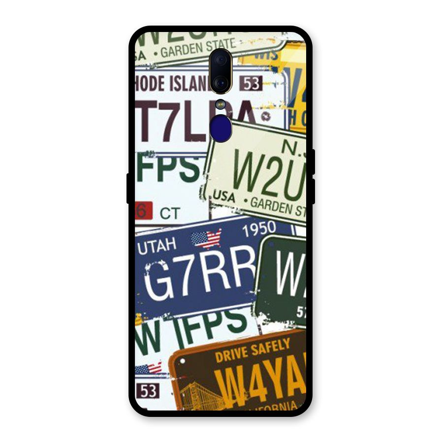 Vintage License Plates Glass Back Case for Oppo F11