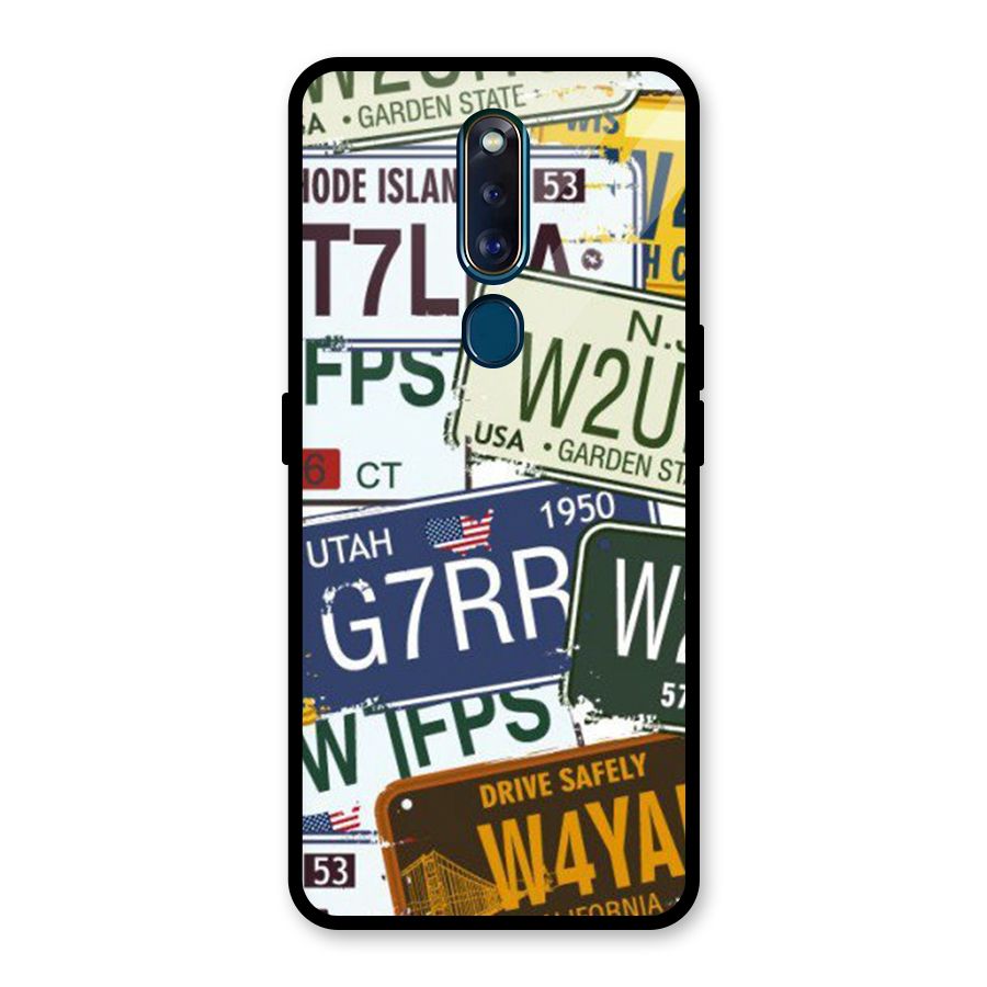 Vintage License Plates Glass Back Case for Oppo F11 Pro