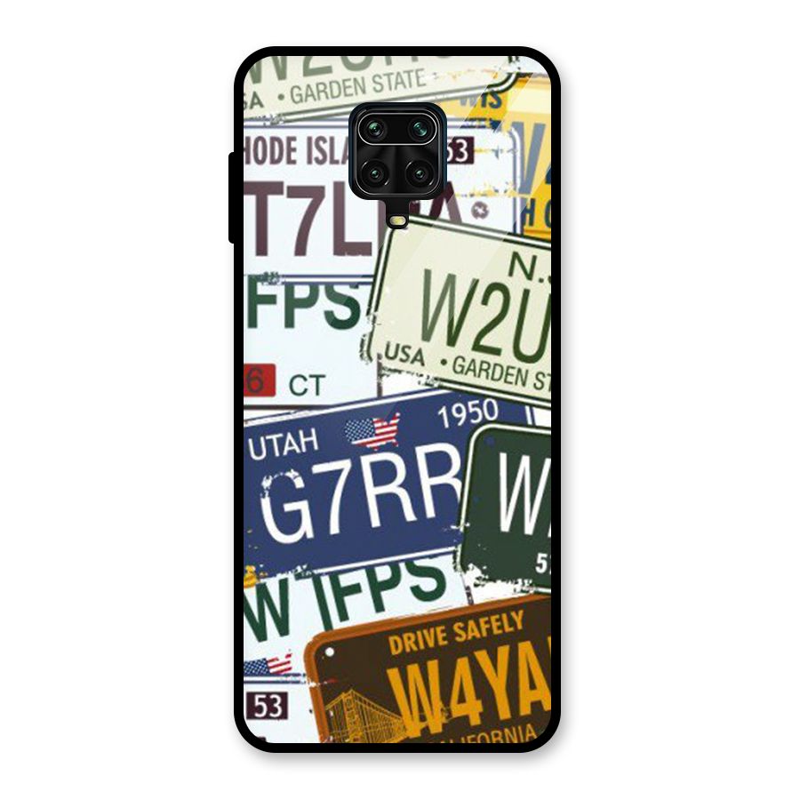 Vintage License Plates Glass Back Case for Poco M2 Pro