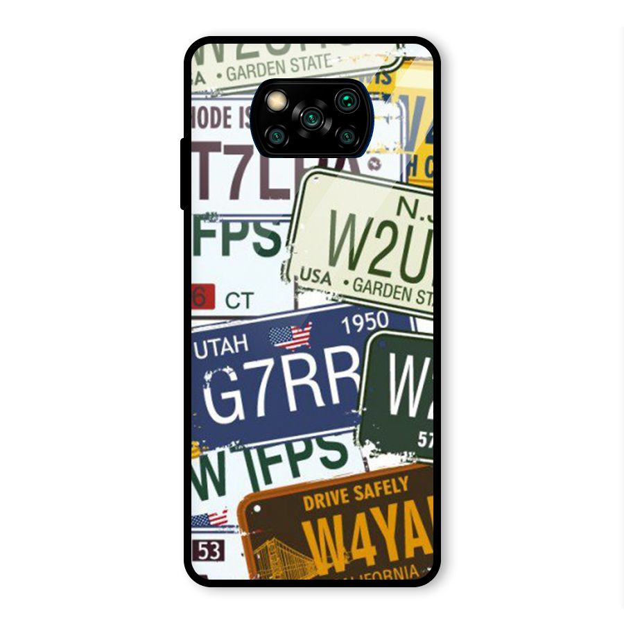 Vintage License Plates Glass Back Case for Poco X3 Pro